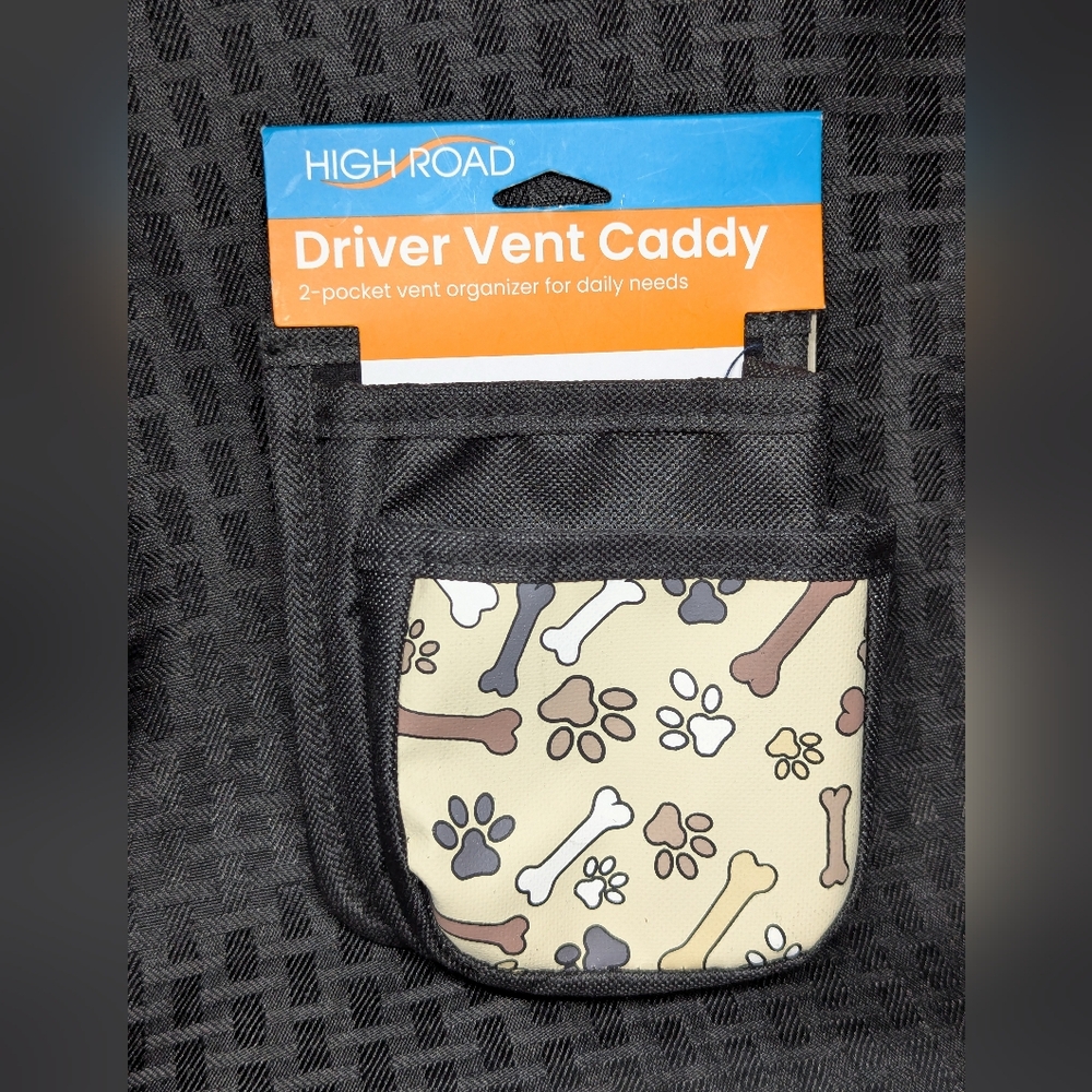 High Road Driver Vent Caddy with Paw Print Design.